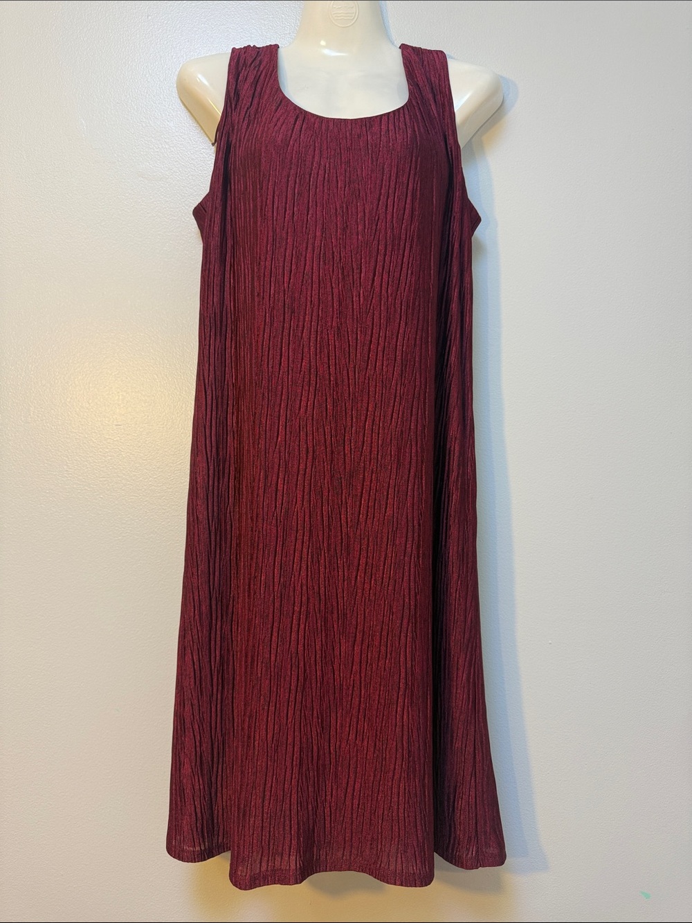 R & M Richards (2 Piece) Sleeveless Textured Burgundy Midi Dress and Open Jacket